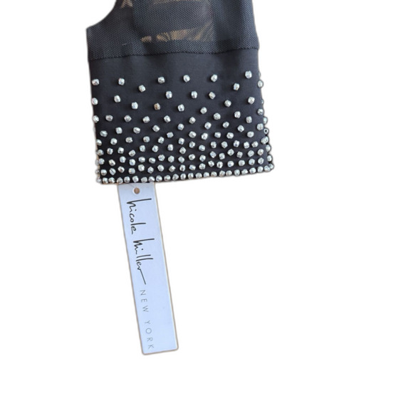 NWT Nicole Miller Little Black Dress W/ sheer Sleeves & Embellishments!!! - Picture 3 of 5